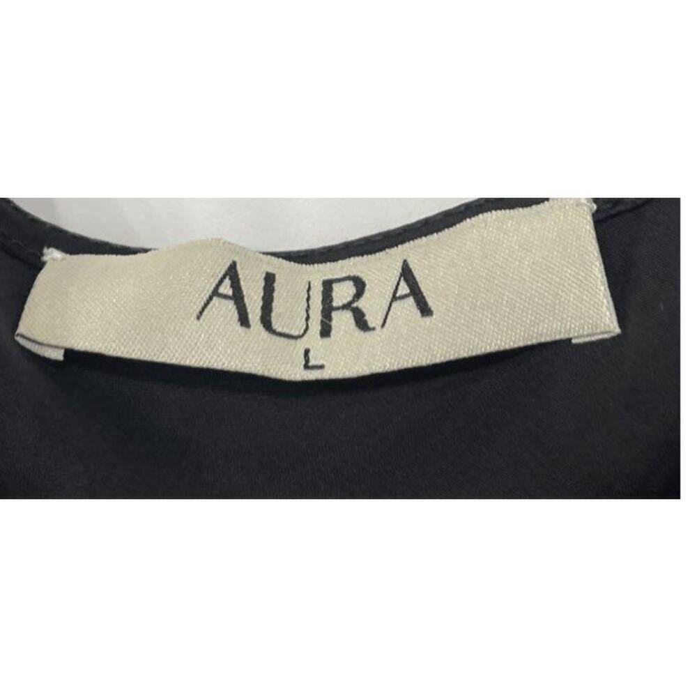 Aura Black Viscose Slip Dress L – Y2K Minimalist Style - Picture 2 of 4